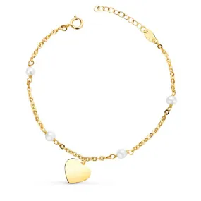 Pulsera Oro Perla y Corazón